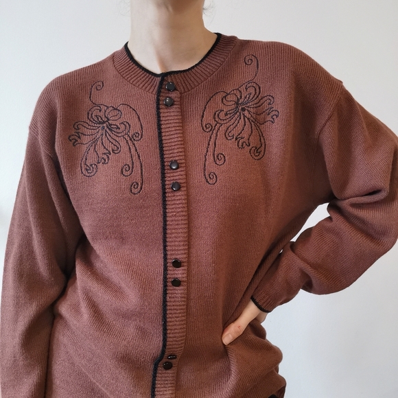 *sold* Vintage large burgundy pullover sweater, women's vintage tops - Picture 5 of 7